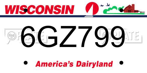 6GZ799 Wisconsin License Plate