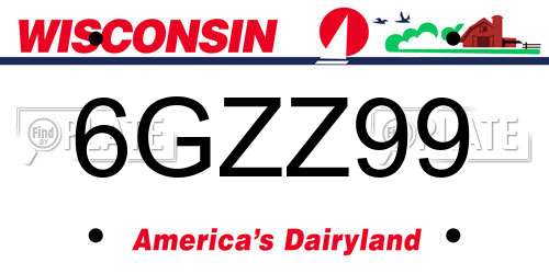 6GZZ99 Wisconsin License Plate