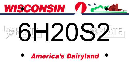 6H20S2 Wisconsin License Plate