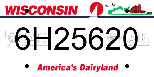 6H25620 Wisconsin License Plate