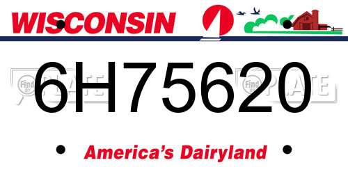 6H75620 Wisconsin License Plate