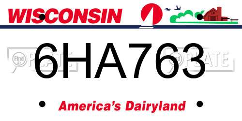 6HA763 Wisconsin License Plate