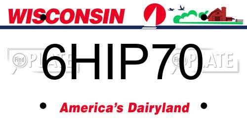 6HIP70 Wisconsin License Plate
