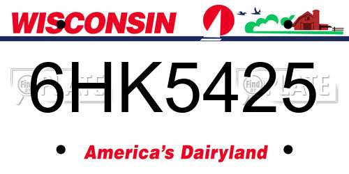 6HK5425 Wisconsin License Plate