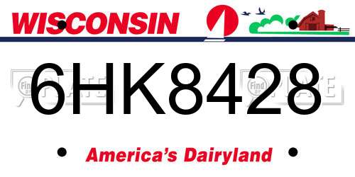 6HK8428 Wisconsin License Plate