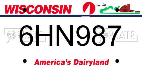 6HN987 Wisconsin License Plate