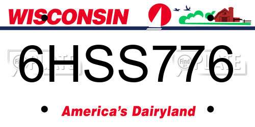 6HSS776 Wisconsin License Plate