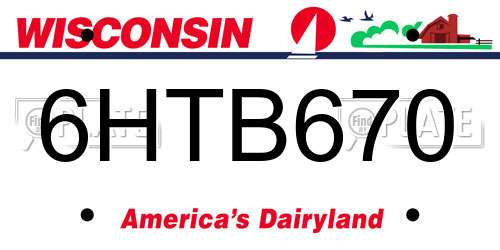 6HTB670 Wisconsin License Plate