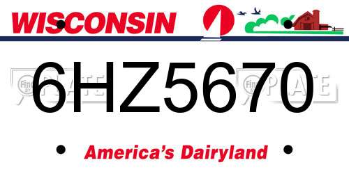 6HZ5670 Wisconsin License Plate