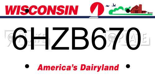 6HZB670 Wisconsin License Plate