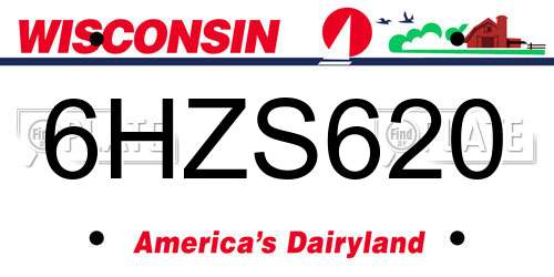6HZS620 Wisconsin License Plate