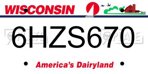 6HZS670 Wisconsin License Plate