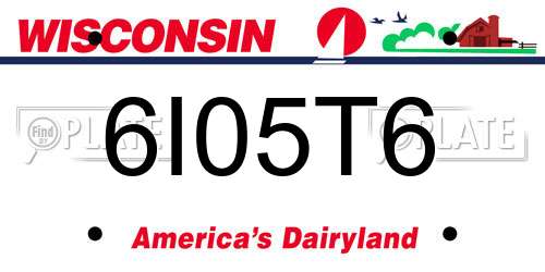 6I05T6 Wisconsin License Plate