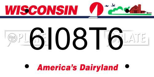 6I08T6 Wisconsin License Plate