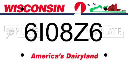 6I08Z6 Wisconsin License Plate