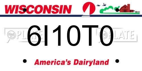 6I10T0 Wisconsin License Plate