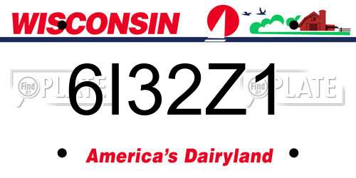 6I32Z1 Wisconsin License Plate