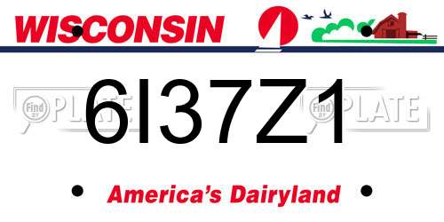 6I37Z1 Wisconsin License Plate