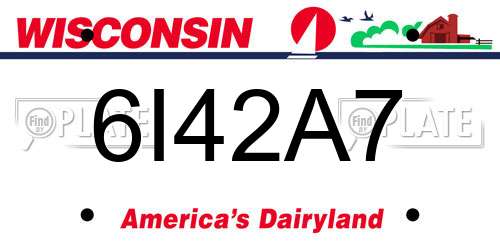 6I42A7 Wisconsin License Plate