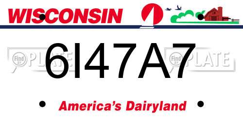 6I47A7 Wisconsin License Plate