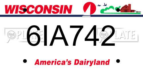 6IA742 Wisconsin License Plate