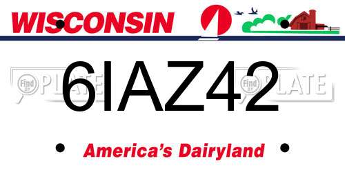 6IAZ42 Wisconsin License Plate