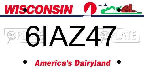 6IAZ47 Wisconsin License Plate