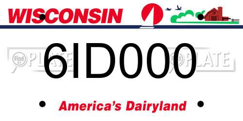 6ID000 Wisconsin License Plate