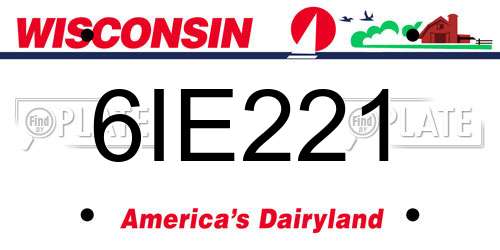 6IE221 Wisconsin License Plate