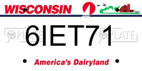 6IET71 Wisconsin License Plate