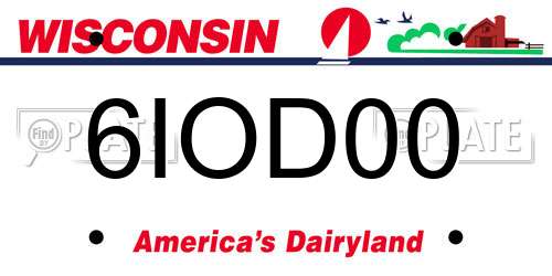 6IOD00 Wisconsin License Plate