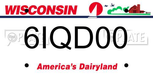 6IQD00 Wisconsin License Plate