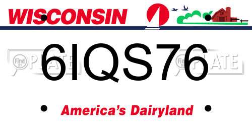 6IQS76 Wisconsin License Plate
