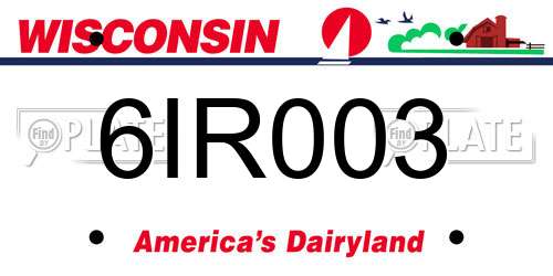 6IR003 Wisconsin License Plate