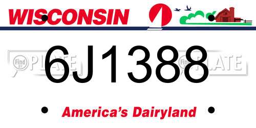 6J1388 Wisconsin License Plate