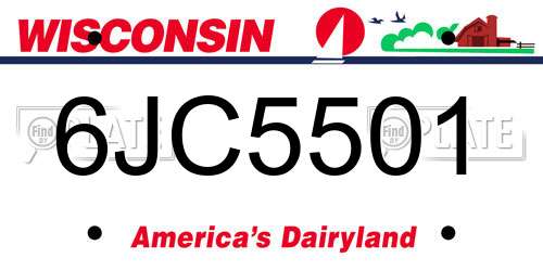6JC5501 Wisconsin License Plate