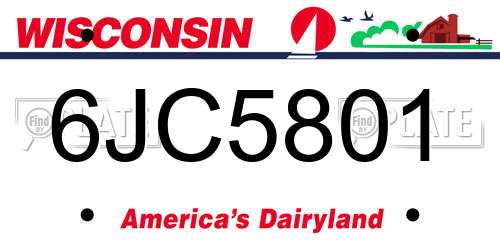 6JC5801 Wisconsin License Plate