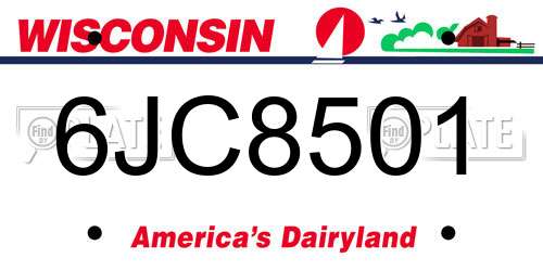 6JC8501 Wisconsin License Plate