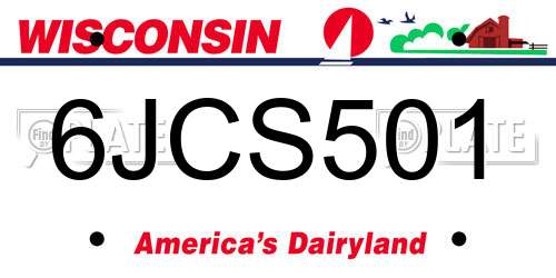 6JCS501 Wisconsin License Plate