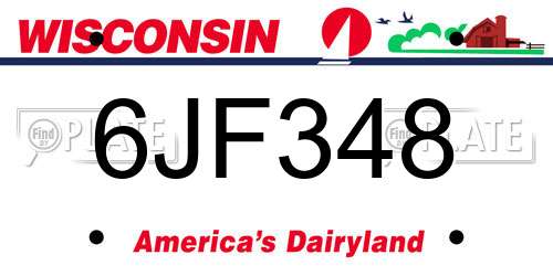 6JF348 Wisconsin License Plate