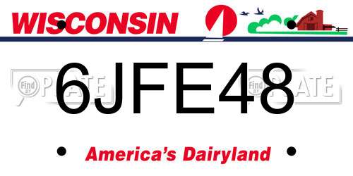 6JFE48 Wisconsin License Plate