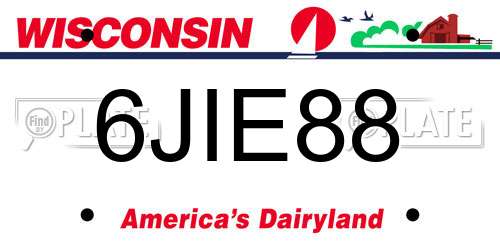 6JIE88 Wisconsin License Plate