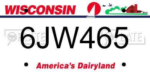 6JW465 Wisconsin License Plate