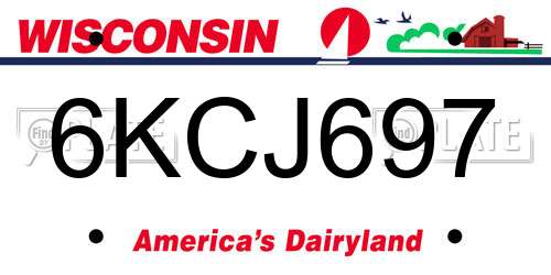 6KCJ697 Wisconsin License Plate