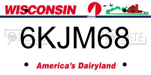 6KJM68 Wisconsin License Plate