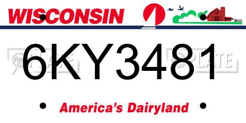6KY3481 Wisconsin License Plate