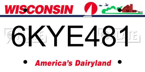 6KYE481 Wisconsin License Plate