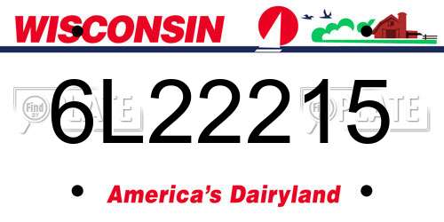 6L22215 Wisconsin License Plate
