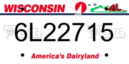6L22715 Wisconsin License Plate