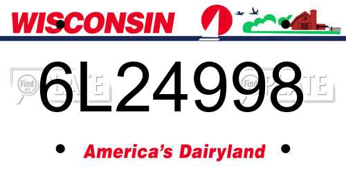6L24998 Wisconsin License Plate